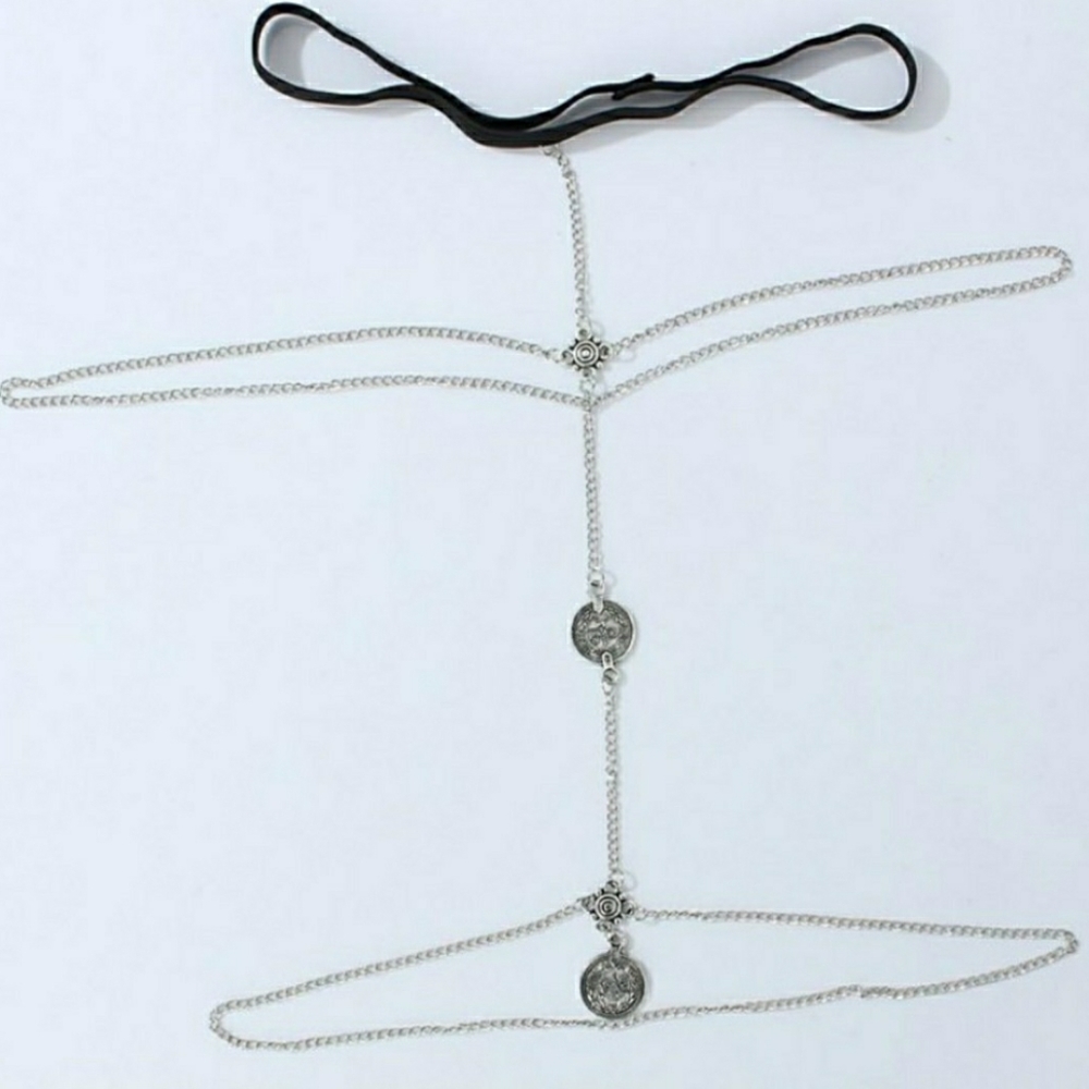 Delicate Bohemian Silver Thigh Chain - Picture 4 of 6